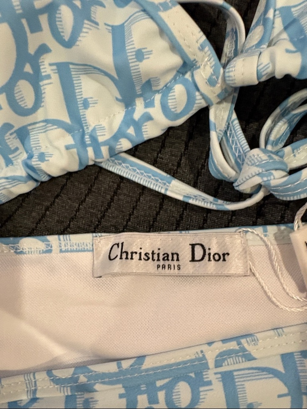 Dior Light Blue & White Logo Triangle Bikini - Picture 3 of 5